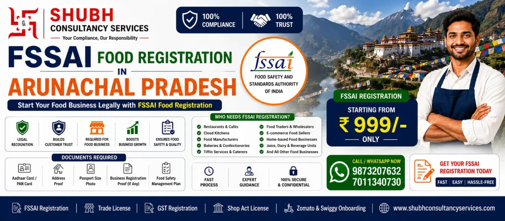 SSAI Registration in Arunachal Pradesh for food business license online